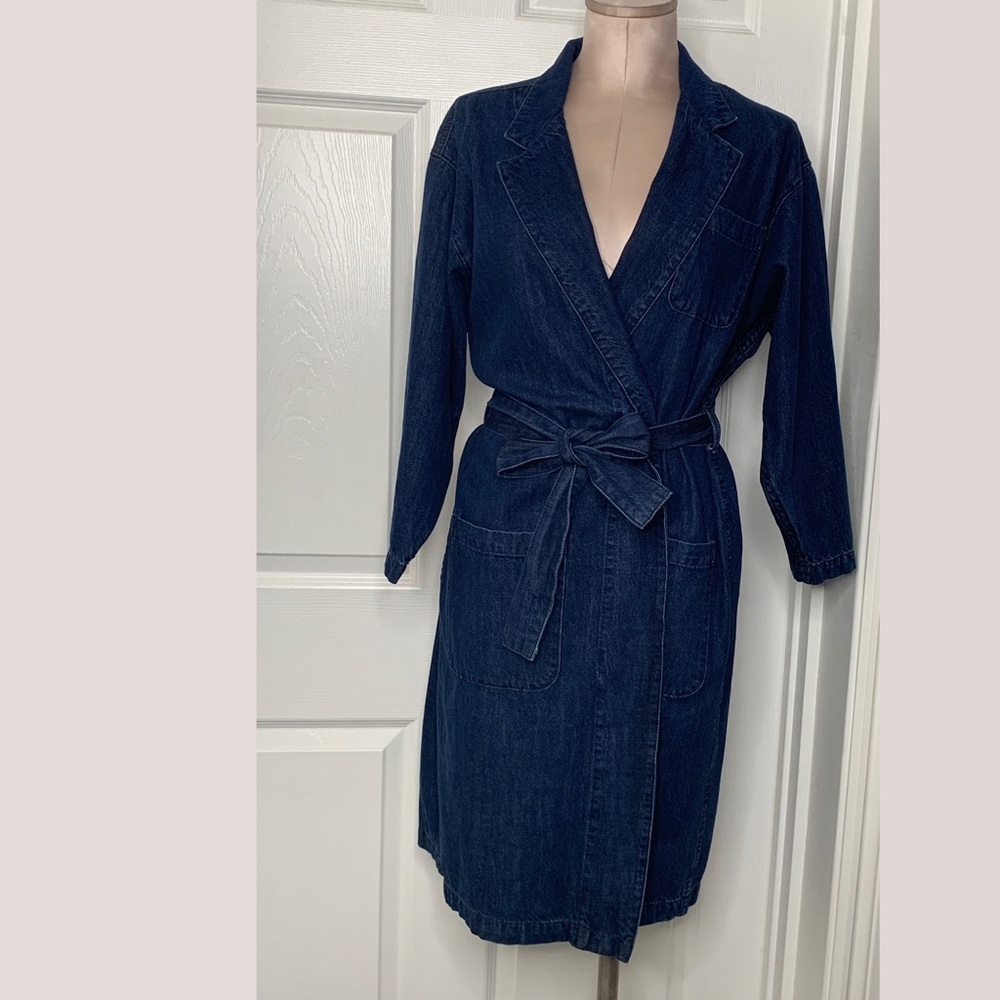 GRLFRIEND Denim Brigette Wrap Midi Dress Sz S